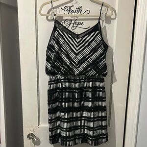 Express Black and White Tiered Pleated Sundress